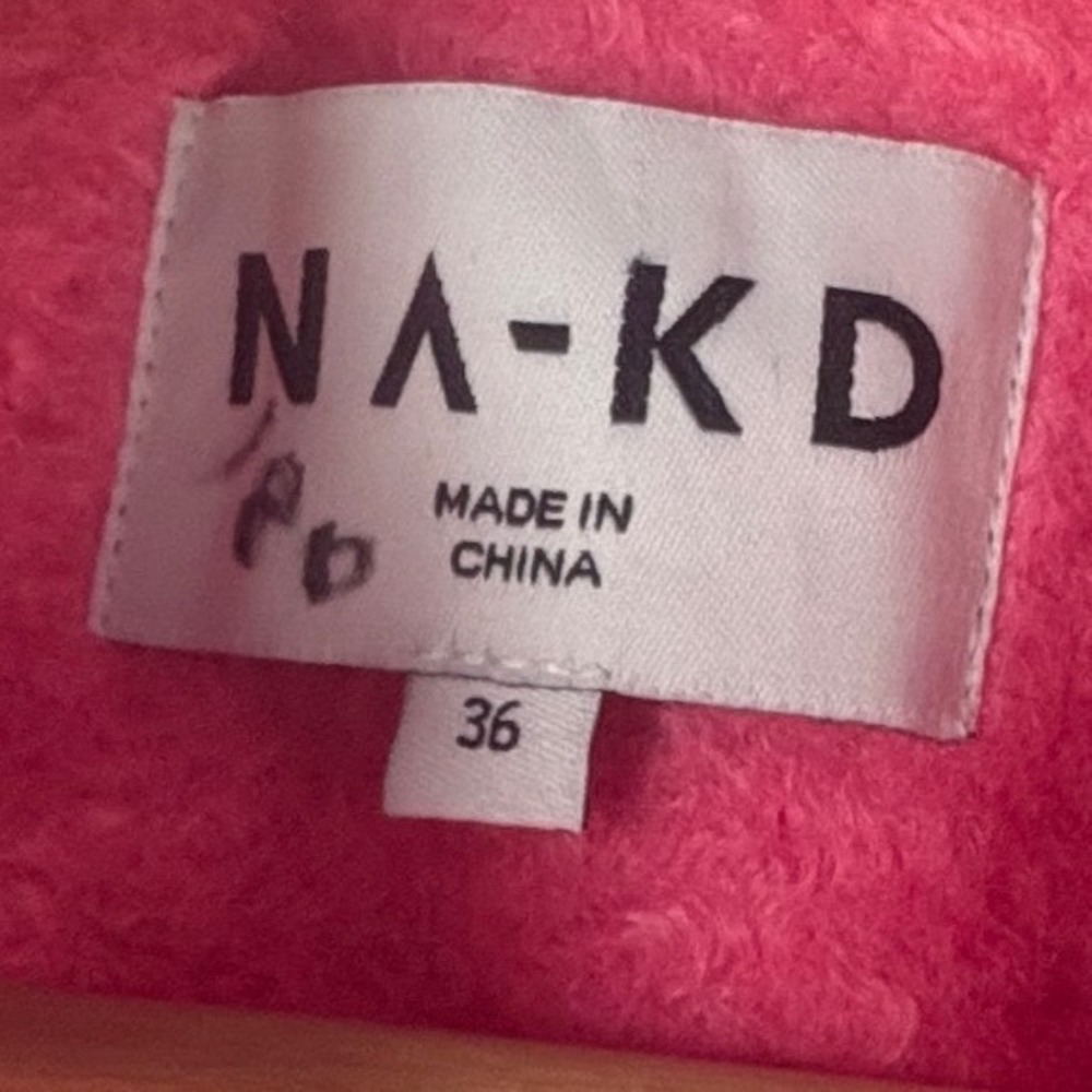 NA-KD Longline Boucle Wool Blend Coat‎ Hot Pink Oversized Single Button Size 36 - Picture 6 of 9
